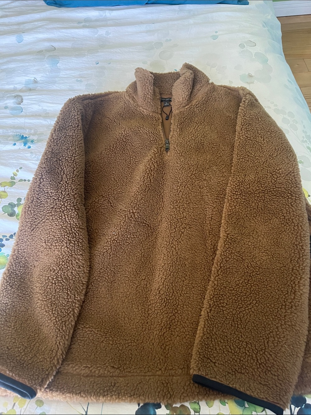 Banana Republic Camel Brown Sherpa Zip Pullover